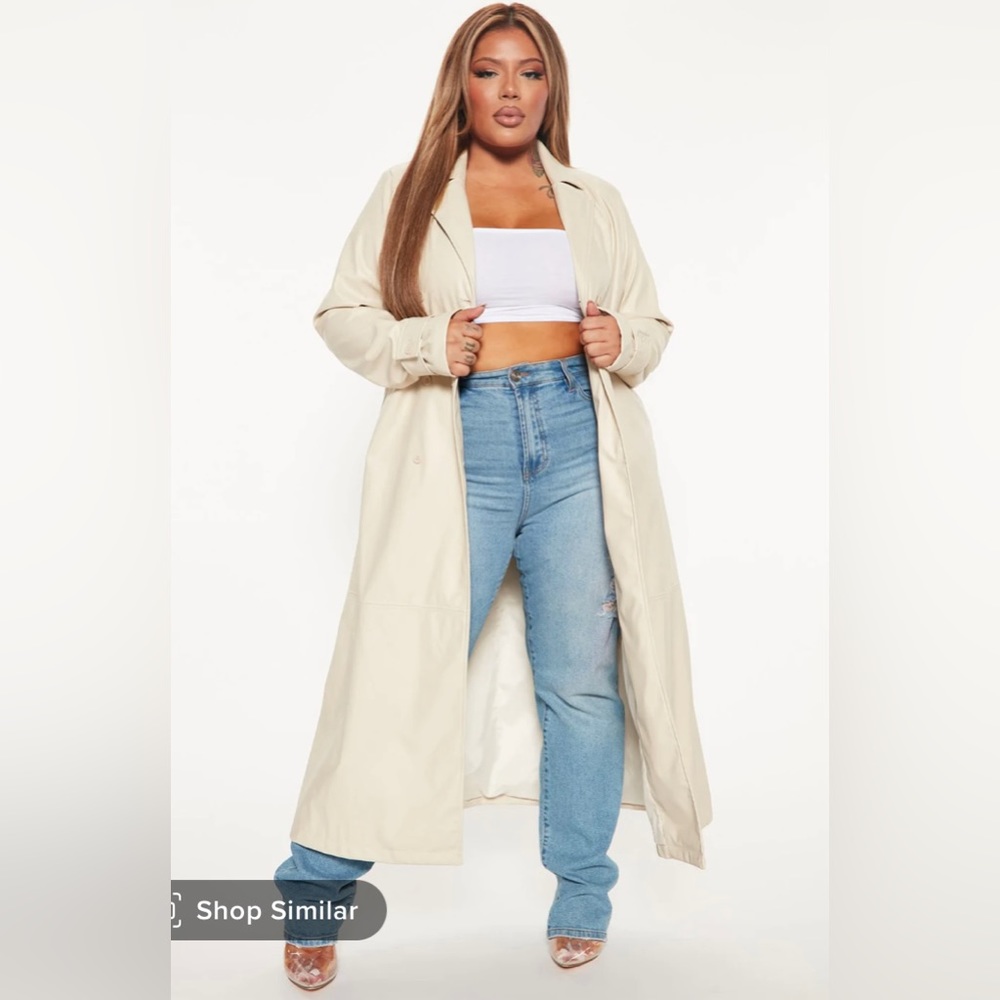 Cream leather trench coat